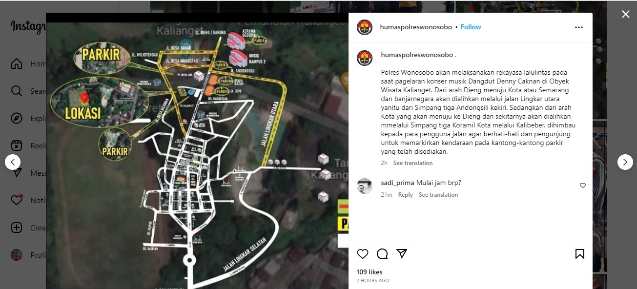 Cek Rute Pengalihan Jalan, Polres Wonosobo Lakukan Rekayasa Lalu Lintas Saat Konser Denny Caknan, Sabtu 27 Mei 2023