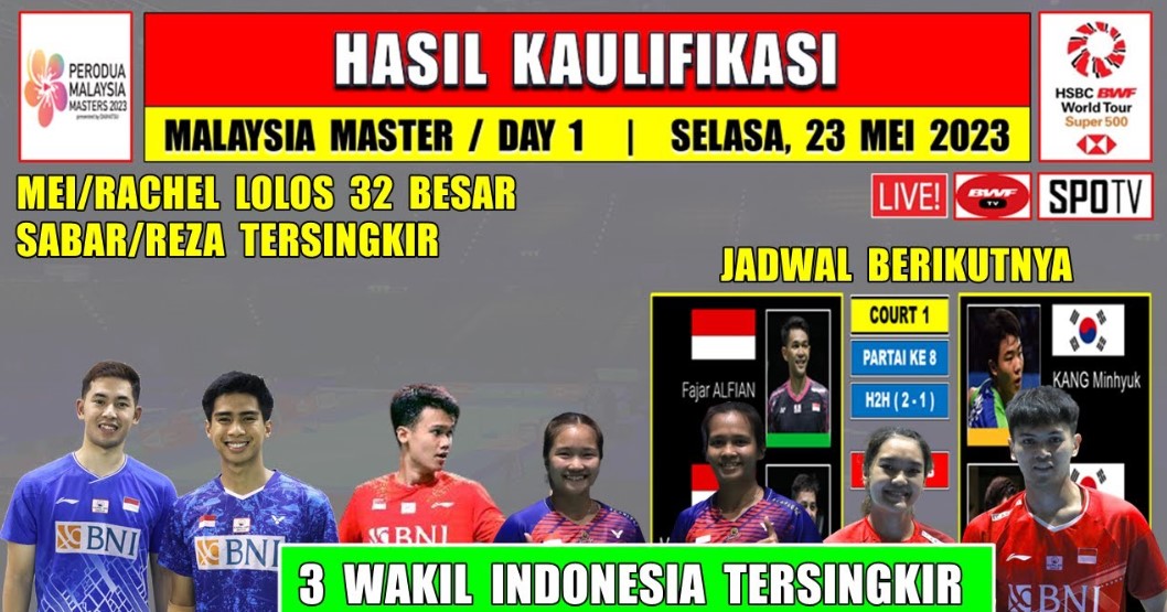 Jadwal dan Link Live Streaming Siaran Langsung BWF Malaysia Masters Hari Ini, Rabu 24 Mei 2023