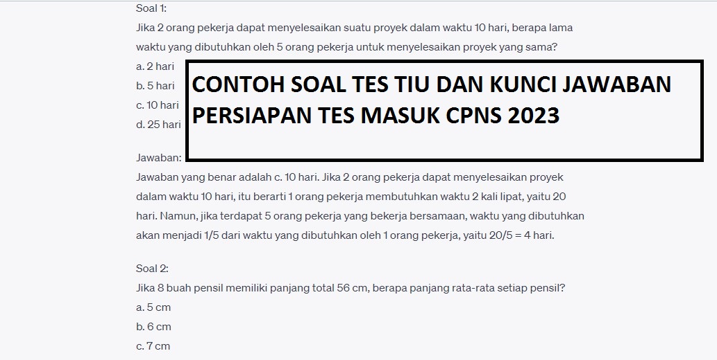 Lengkap, Latihan Tes TIU Contoh Soal dan Kunci Jawaban, Persiapan CPNS 2023
