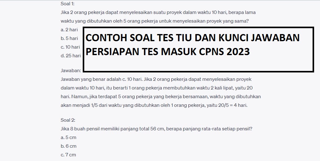 Lengkap Latihan Tes Tiu Contoh Soal Dan Kunci Jawaban Persiapan Cpns