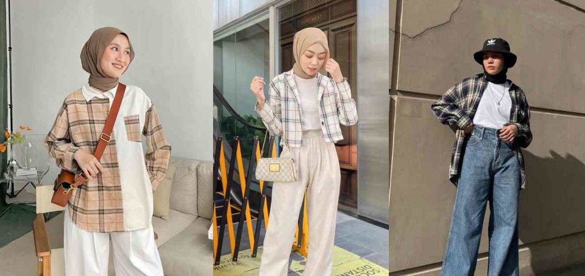8 Inspirasi OOTD Kemeja Flanel Wanita Hijab Hari Ini, Lagi Trend di 2023