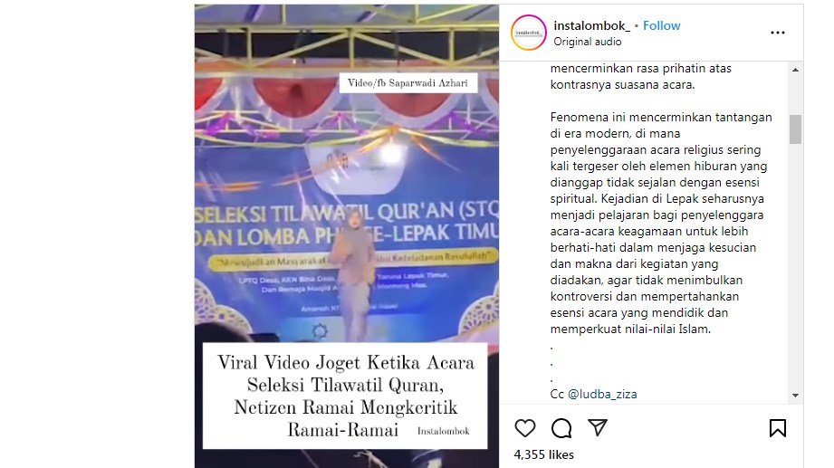 Viral Video Tarian India di Acara STQ Lombok Timur, Netizen Ramai Menghujat