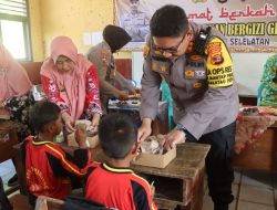 Gratis! Polres Lampung Selatan Berikan Makanan Bergizi untuk Pelajar