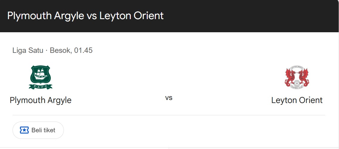 Prediksi Plymouth vs Leyton Orient, Jadwal League One 20 Agustus 2025